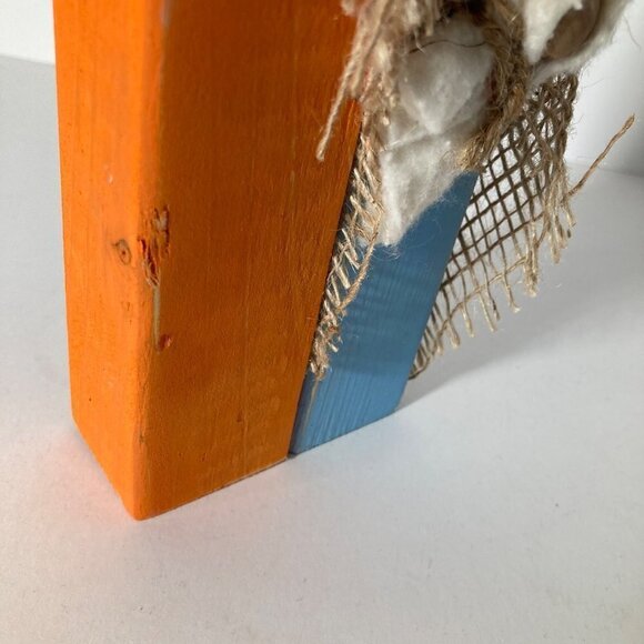 Handmade Rustic Wood Block Nativity Joseph Mary Jesus Orange Blue #2 - Picture 6 of 8